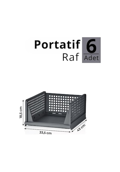 Ayrex 6 Lı Kayar Raf Organizer Gri Dolap İçi Kıyafet Aksesuar Düzenleyici 45x35 Cm Mıt1264 Genel