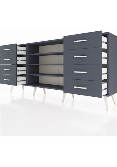 Arges Konsol 3 Raflı 8 Çekmeceli 176x30x83 Antrasit-antrasit/antrasit Antrasit/antrasit Arges Konsol 3 Raflı 8 Çekmeceli 176x30x83 Antrasit-antrasit/antrasit Antrasit/antrasit