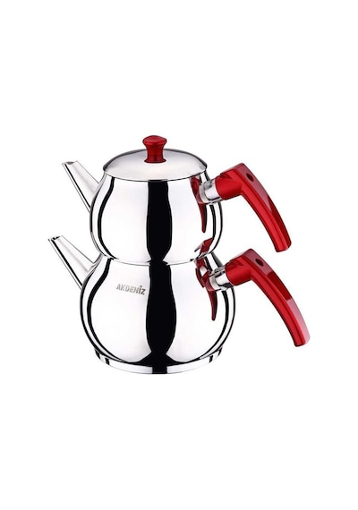 Akdeniz Çaydanlık Takımı Küre Jumbo Boy Kırmızı Elma Şekeri Bakalit Kulp Akd531-kırmızı 1636 2260