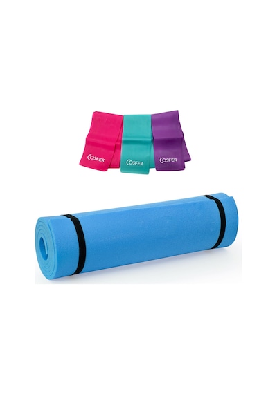 Spor Byfit 10 Mm Pilates Minderi Ve 3 Lü Pilates Band Seti - Mavi