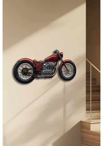 Kırmızı Motor Renkli Metal Tablo