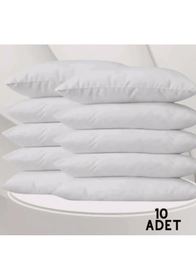 10'lu Pamuklu Beyaz Fermuarlı 50x70 Cm Iç Yastık Kılıfı 10 Adet