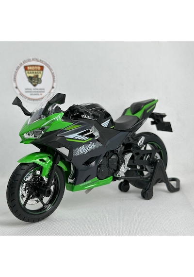 Kawasaki Ninja 400 1:12 Diecast Sesli Işıklı Motosiklet Modeli - Yeşil Siyah