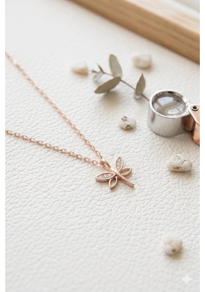925 Ayar Gümüş Papatya Silver Minimal Şık Yusufçuk Kolye.rose.gold.rodaj Renk Seçeneğiyle