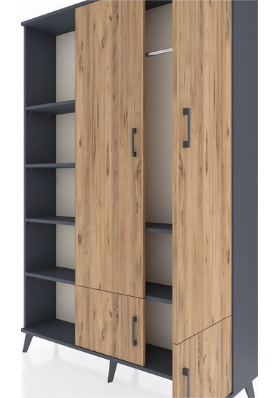 Arges Dolap 6 Raflı 4 Kapaklı Tek Askılı 132x30x195 Antrasit-çam/antrasit Atlas Çam/antrasıt Arges Dolap 6 Raflı 4 Kapaklı Tek Askılı 132x30x195 Antrasit-çam/antrasit Atlas Çam/antrasıt