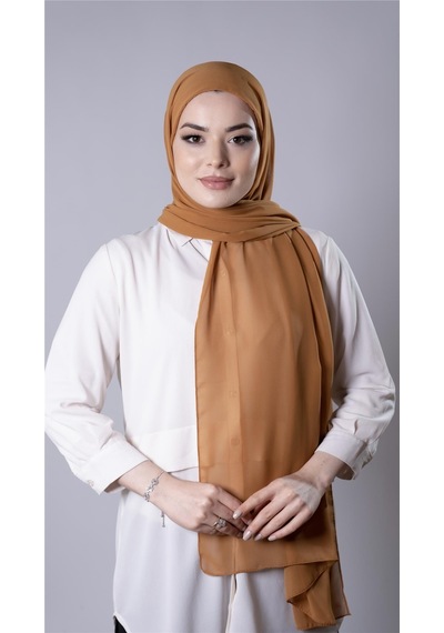 Hürrem Bone Hardal Pratik Hazır Geçmeli Şal Şifon Kumaş Hijab Bone 3009 43