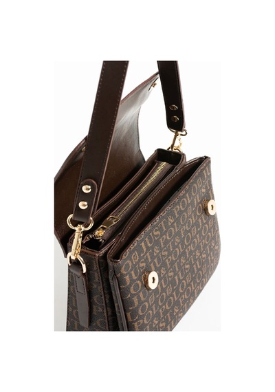 Just Polo Kahve Taba 2 Bölmeli Omuz Çantası Monogram 2197mh Kahverengi - Taba