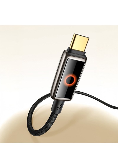 Mcdodo CA-6650 6A Usb Type-C Halo Solunum Işıklı Şarj Kablosu 1.2 M Siyah