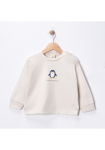 Harika Kids Erkek Bebek 3 Lü Takım 9-24 Ay Şişme Yelek %100 Pamuk Sweatshirt Kadife Pantolon Lacivert