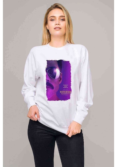 Queen Bohemıan Rhapsody Post Baskılı Beyaz Kadın Sweatshirt (528356745)