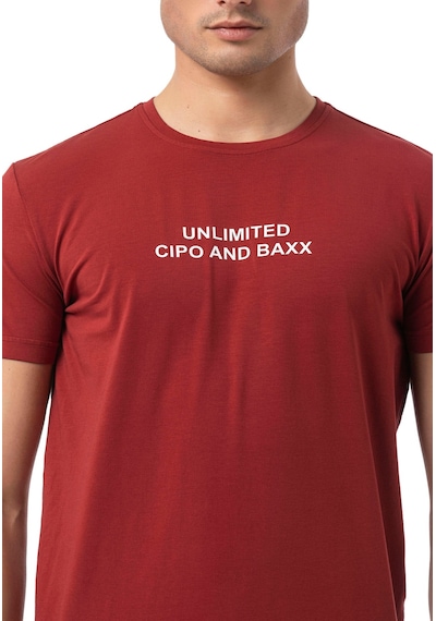 Cipo & Baxx Erkek Regular Fit Baskılı Pamuklu T-shirt Ct827 Bordo