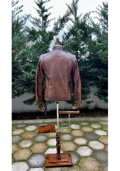 Always Leather Usta İşi Özel Dikim Hakiki Deri Ceket 1803340009 Kahverengi