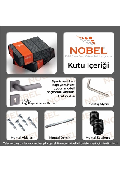 Massimo Kapı Kolu Naturel Titanyum Kare Rozetli Yale Sağ