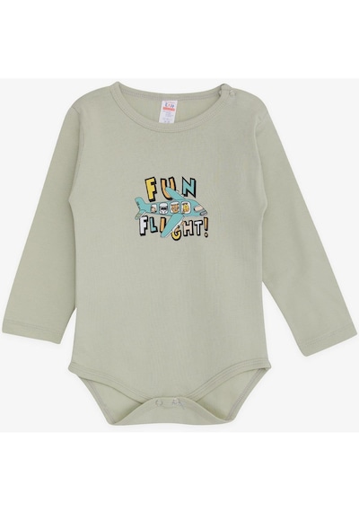 Breeze Erkek Bebek Çıtçıtlı Zıbın Body Pilot Hayvancıklar Baskılı 9 Ay-3 Yaş, Su Yeşili-su Yeşili Su Yeşili