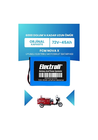 Fcm Nova X Batarya Standart Kapasite Lifepo4 72v 45ah Elektrikli Motosiklet Bataryası