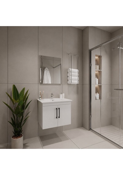 Creavit D20 Banyo Dolabı Seti Çekmeceli 80 Cm Beyaz