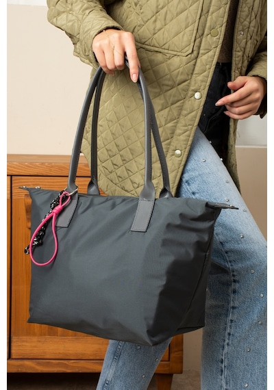 Orijinal Geniş Hacimli Su Geçirmez Paraşüt Kumaş Shopper Trend Ve Şık Büyük Boy Omuz Ve Kol Çantası Gri