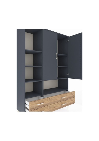 Hyperion Dolap 8 Raflı 4 Çekmeceli 2 Kapaklı 132x44x195 Antrasit-antrasit/çam Antrasıt/atlas Çam - Antrasıt Hyperion Dolap 8 Raflı 4 Çekmeceli 2 Kapaklı 132x44x195 Antrasit-antrasit/çam Antrasıt/atlas Çam - Antrasıt