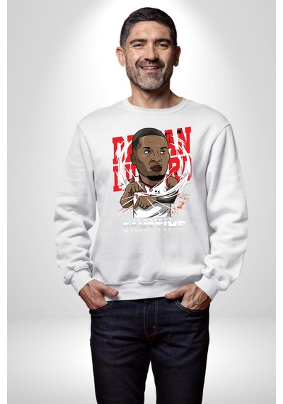 Basketbol Oyun Zamanı Unisex Beyaz Sweatshirt Beyaz