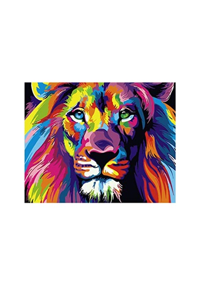 Renklerin Kralı Aslan Sayılarla Boyama Seti - Çerçeveli, 40x50cm