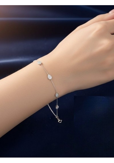 925 Ayar Gümüş Tek Sıra Mineli Tiffany Bileklik Gümüş