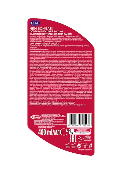 Duru Nem Bombası Dökülme Eğilimli Saçlar İçin Dökülme Karşıtı Şampuan 3x400 Ml