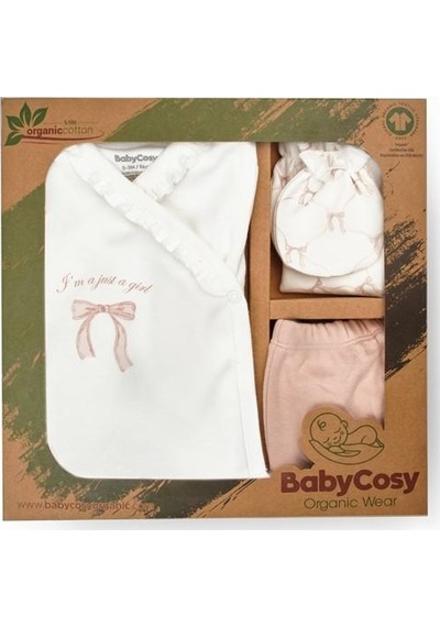 Babycosy Organic Wear Bebek 5'li Set %100 Organic Pamuk Yenidoğan Serisi - Csy8174 pudra