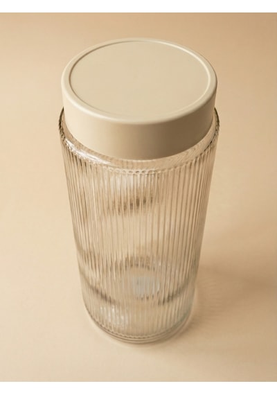Leelahome Plastik Kapaklı Cam Saklama Kabı 1350 Ml - Krem Krem