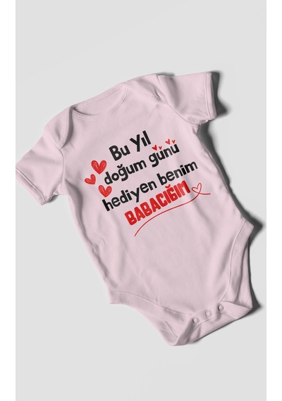 Morivokids Babaya Özel Kısa Kollu Bebek Body %100 Pamuk Zbn296-kk Bebe Pembe