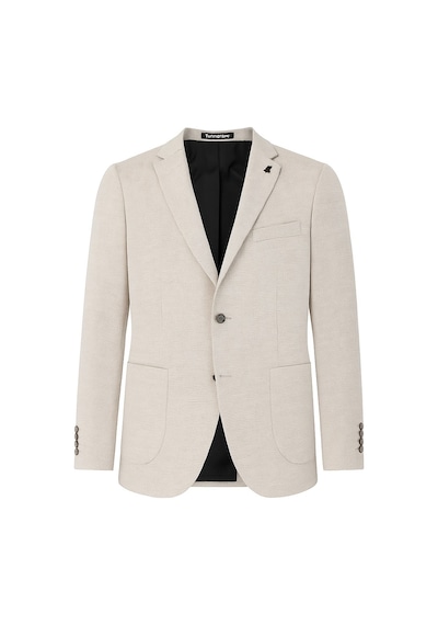 Plus Scorpion Açık Gri Kırçıllı Erkek Blazer Ceket Torba Cepli, Çift Yırtmaçlı, Dokulu Premium Kumaş Slim Fit Gri