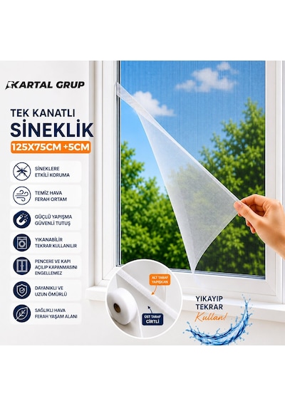 Kayra Tül Sineklik 125x75cm 5cm Pencere Tek Kanat