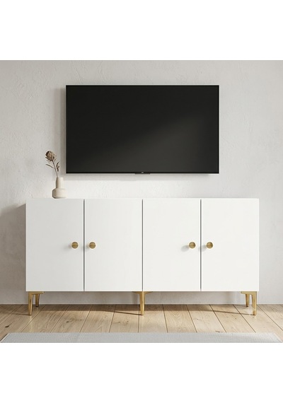Ka1817bg Simple Konsol Ve Tv Sehpası Beyaz-gold 180cm