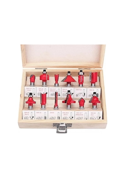 Rekotools-12 Parça Freze Uç Takımı Ahşap Oyma Ağaç Delme Çantalı
