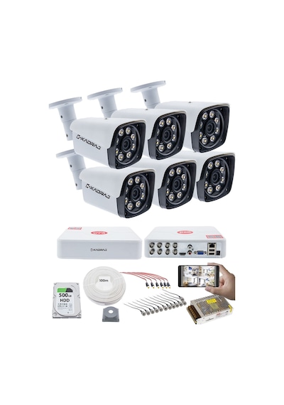 6 Kameralı Güvenlik Kamerası Seti - Kdj-6s-8w-m-v1