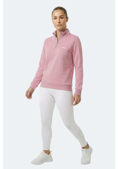 Slazenger Maxıs I Kadın Dik Yaka Fermuarlı Gül Sweatshırt Gülkurusu