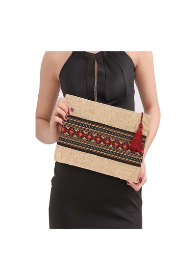 Yaratıcı Tasarım Hasır Kadın Portföy & Clutch Çanta Kırmızı