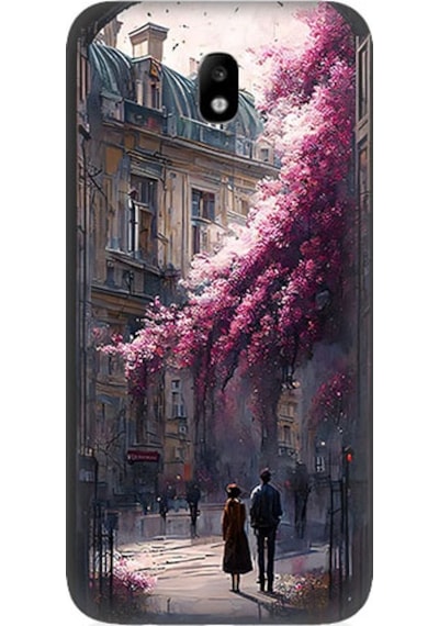 Samsung Galaxy J5 Pro Uyumlu Çiçekli Sokak Desenli Silikon Kılıf