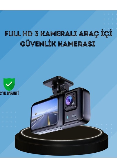 360 Kapsama Sahip Full Hd Araç Kamerası 3 Lü Kayıt Gece Görüşlü Dashcam 98075128