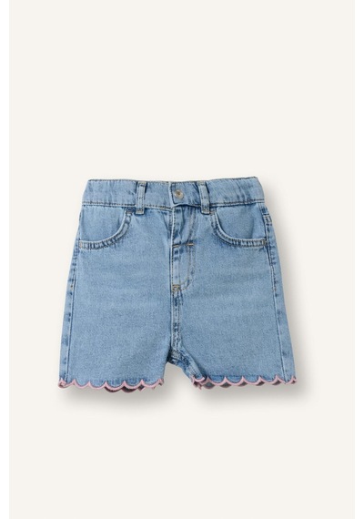 Defacto Nakışlı Jean Açık Mavi Şort Kız Bebek H9573a526hsnm39 Mavi-nm39