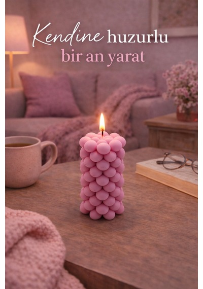 Soya Mum,dekoratif Lüks & El Yapımı Doğal Mum,uzun Yanma Süreli Şık Ev Hediyesi,ev Süsü Pembe 360 G Pembe