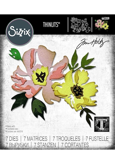 Thinlits Zımba Kalıbı Seti, 7 Parçalı Set, Brushstroke Flowers 1 Tim Holtz