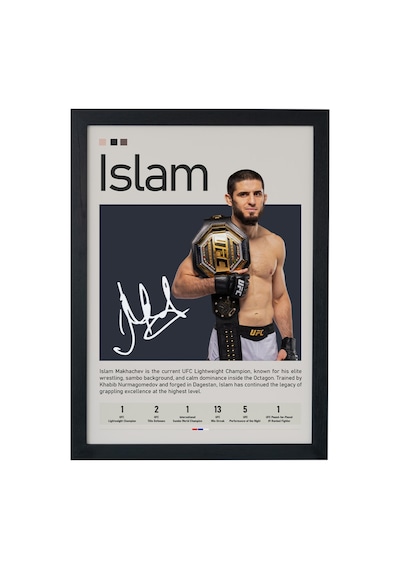 Islam Makhachev Ahşap Çerçeveli Poster Tablo Lightweight Champion Style Siyah
