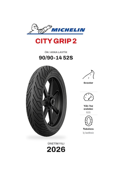 Michelin City Grip 2 90/90-14 52s Ön/arka Motosiklet Lastiği