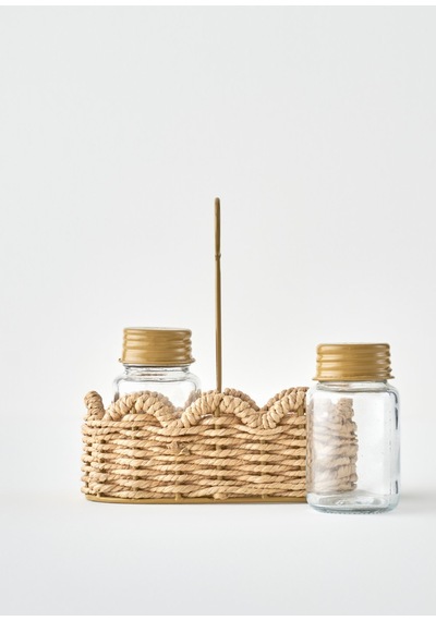 Bella Maison Scallop Cam Tuzluk Biberlik Seti Naturel 16,5x9,5x18 Cm Naturel