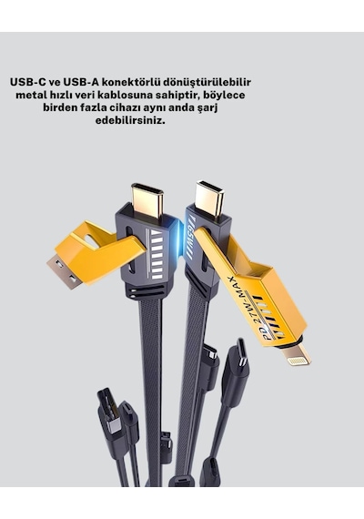 Dayanıklı 4 Ü 1 Arada Çok Fonksiyonlu Hızlı Şarj Veri Kablosu Mor