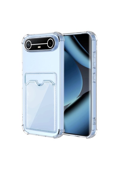 Caseonn Tecno Spark Slim 5g Kılıf Airbag Kristal Kartlık Bölmeli Silikon Kapak Şeffaf