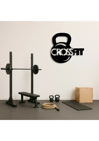 Crossfit Kettlebell Tasarımlı Metal Duvar Tablosu Siyah