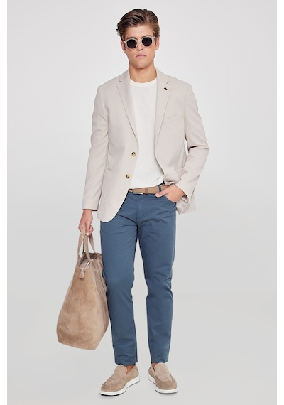 AC&Co / Altınyıldız Classics Erkek Bej Slim Fit Dar Kesim Mono Yaka Casual Ceket