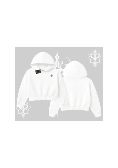 Tarzsokak Beyaz Crop Kapşonlu Sweatshirt Özel Logolu