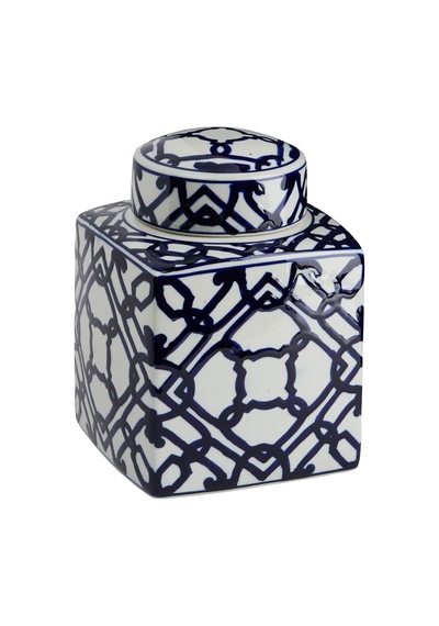 Büyük Platz Mavi Ve Beyaz Seramik Ginger Jar Kapak İle çok renkli